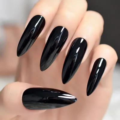 Черные чрезвычайно длинные гелевые ногти на шпильках 24 полный набор гелевых  ногтей готовый гель для ногтей Хэллоуин ведьма коготь причудливые ногти -  купить по выгодной цене | AliExpress