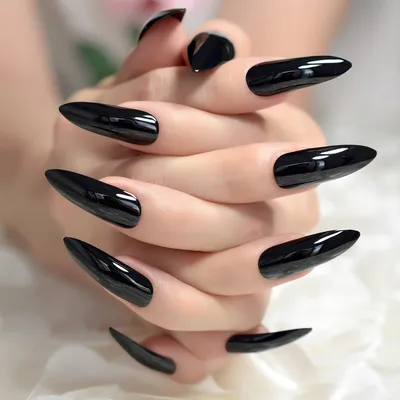 Черные чрезвычайно длинные гелевые ногти на шпильках 24 полный набор гелевых  ногтей готовый гель для ногтей Хэллоуин ведьма коготь причудливые ногти -  купить по выгодной цене | AliExpress