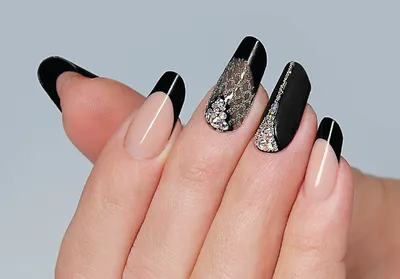 Черный френч - дизайн ногтей и комбинации черного френча