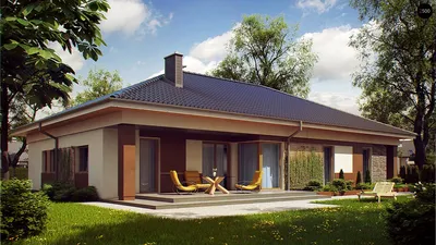 Проект одноэтажного дома с четырехскатной крышей Z153