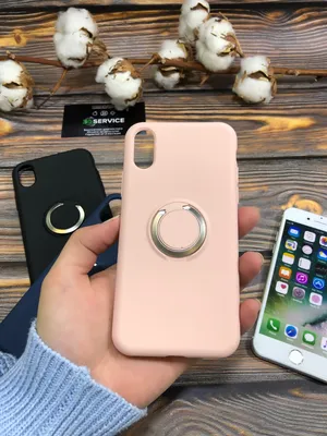 Купить Чехол iPhone X, XS Silicone Case с кольцом (розовый) в магазине  3G-Сервис