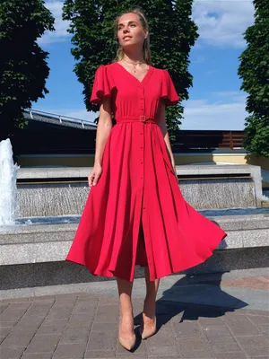 Платье рубашка красное миди нарядное вечернее J.K.brand 11369389 купить в  интернет-магазине Wildberries