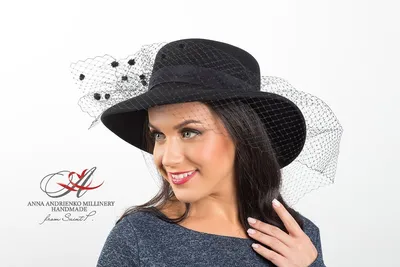 Черная женская шляпа с вуалью \"Патриция\"