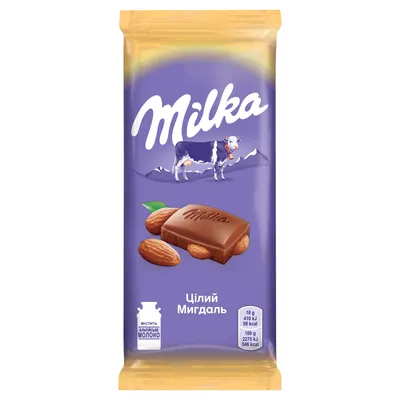 Шоколад и батончики: Шоколад Милка 90 гр Целый/Миндаль