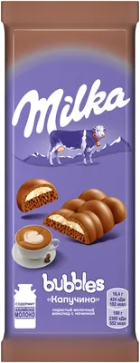 Шоколад Milka Bubbles молочный с начинкой со вкусом капучино, 92 г — купить  в интернет-магазине по низкой цене на Яндекс Маркете