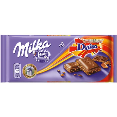 Milka Daim 100 гр. - Молочный шоколад с нежнейшей карамелью • Сладости из  Европы и США интернет магазин Candy Box