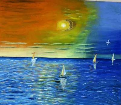 Купить картину \"Штиль на море перед закатом\" - Art Compass Club