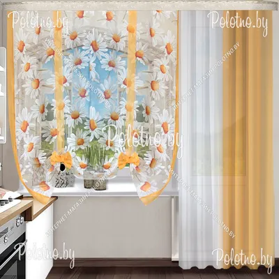 Современные шторы в кухню для балконной двери в каталоге polotno.by