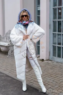 Женская норковая белая длинная шуба из норки Velvet купить c доставкой в  Москве | CITY FURS