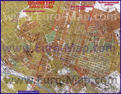 Карты Шымкента | Подробная карта города Шымкент с улицами и номерами домов  | Шымкент на карте Казахстана