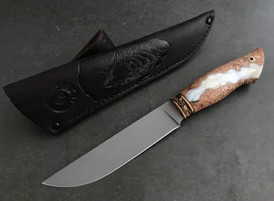 Эксклюзивный охотничий нож Шаман, порошковая сталь CPM 121 REX, рукоять  гибрид карельская береза купить в Москве по цене 29990 руб.