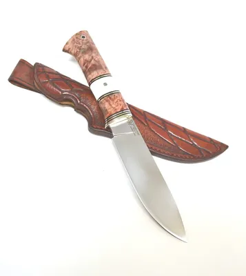 Нож Рысь из стали Elmax, рукоять стабилизированная карельская берёза,  вставка из акрилата – купить нож в интернет-магазине Окские Ножи