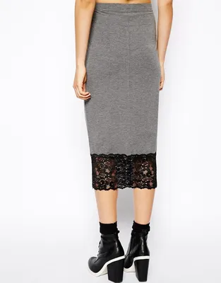 Атласная юбка с кружевом 6191 черная - купить в интернет-магазине \"Mo-Woman\"