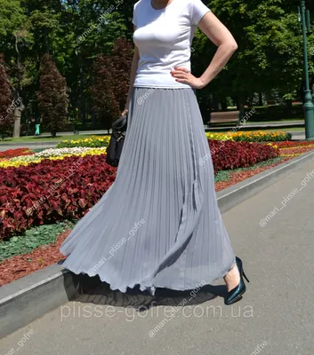 Купить Плиссированная юбка в пол серый шифон, цена 1350 ₴ — Prom.ua  (ID#15870410)