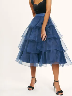 Многослойная юбка из органзы , синий цвет, арт. 3-07400628-246 купить в  интернет-магазине CALISTA