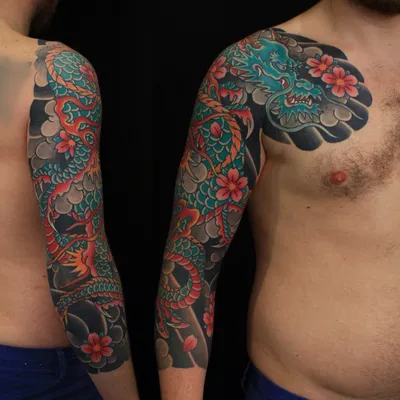 Эскиз тату рукав япония | Skull sleeve tattoos, Samurai tattoo sleeve,  Samurai tattoo design