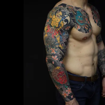 переводные татуировки временные наклейки тату Большая водонепроницаемая  Временная тату-наклейка, тату японского дракона праджна кои, боди-арт, тату  на бедра, всю руку, искусственный рукав, тату для женщин и мужчин - купить  по выгодной цене