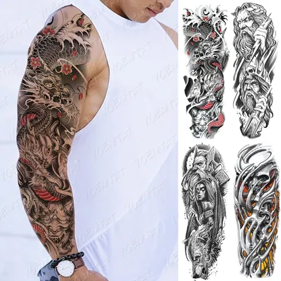 Японская тату на бицепсе и плече - фото татуировок