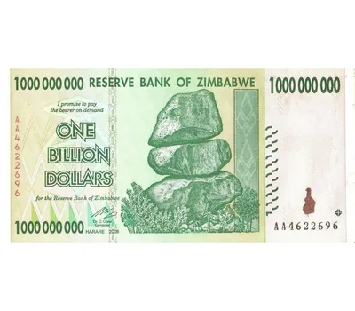 Купить банкноту 1 миллиард долларов 2008 Зимбабве Пресс в интернет-магазине