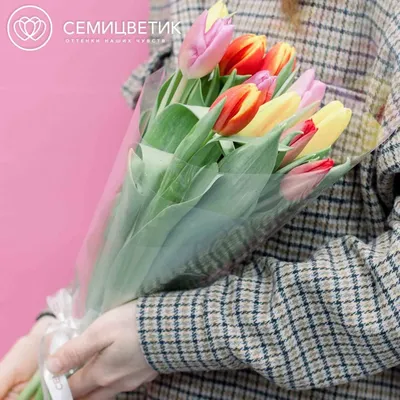 Букет из 11 тюльпанов микс купить в СПб в интернет-магазине Семицветик✿