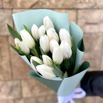 Букет 15 белых тюльпанов - Доставкой цветов в Москве! 41481 товаров! Цены  от 487 руб. Цветы Тут