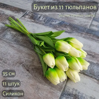 Купить Искусственные тюльпаны / букет тюльпанов из силикона 11 штук /  салатовые по выгодной цене в интернет-магазине OZON.ru