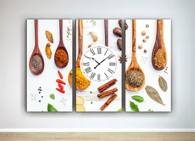 Фотокартина модульная фото картина с часами на кухню на холсте ложки специи  холст картина-часы, цена 2207 грн — Prom.ua (ID#1019036570)
