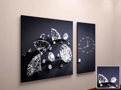 Модульная картина с часами бриллианты, цена 1676 грн — Prom.ua  (ID#1019035211)