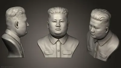 Бюсты и барельефы известных личностей - 3D скульптура Ким Чен Ин,  BUSTC_0876 | 3D модель для ЧПУ станка