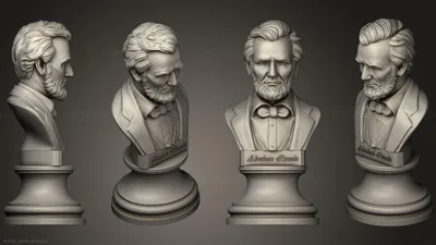 Бюсты и барельефы известных личностей - 3D скульптура Авраама Линкольна,  BUSTC_0854 | 3D модель для ЧПУ станка