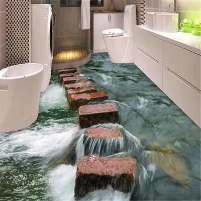 Эпоксидный наливной пол в ванной - 72 фото