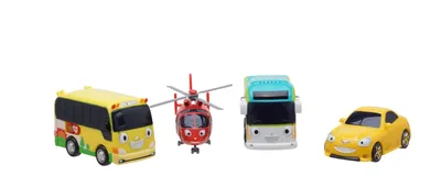 Тайо особый игрушечный набор \"маленький автобус - друзья\" сет 4. Набор из  4-х игрушек (Аэро, Шайн, Пинат и Киндер) - Mир Kорейских Tоваров