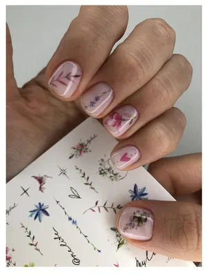 Слайдеры для ногтей Flowery by Aksinya Tattoo (акварельные цветы, надписи)  Miami Tattoos 12144391 купить в интернет-магазине Wildberries