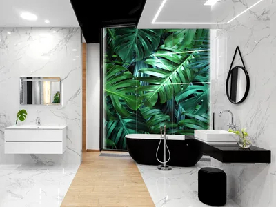 Стеклянное панно для ванной, кухни, гостиной \"Тропические листья\" -  1209708493, цена 2210 грн — Prom.ua (ID#1237454294)