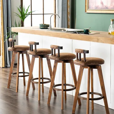 Американские барные стулья из массива дерева, вращающиеся креативные  высокие ножки, домашний барный стул, промышленные барные стулья для кухни,  барной мебели - купить по выгодной цене | AliExpress