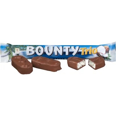 Шоколадный батончик «Bounty» Trio, 3х 27.5 г купить с доставкой, цены в  интернет-магазине Едоставка