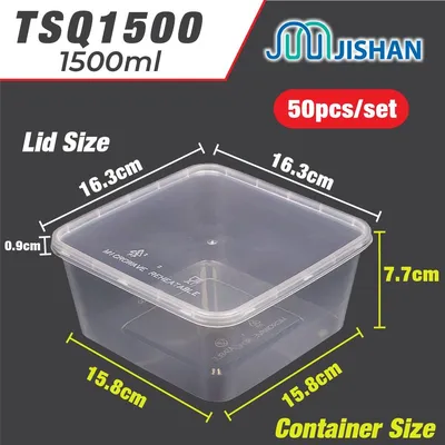 30/50pcs]Disposable Square MICROWAVABLE Plastic Food Container With Lid/ Bekas Makanan Plastik Kedap Udara/TAPAU