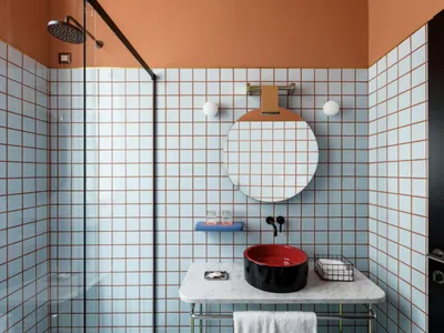 Цветная затирка для плитки в ванной - 55 фото