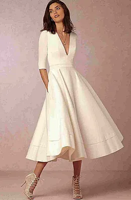 Коктейльное платье миди белое купить в Москве в интернет магазине недорого,  ПлатьеЖ8055-22