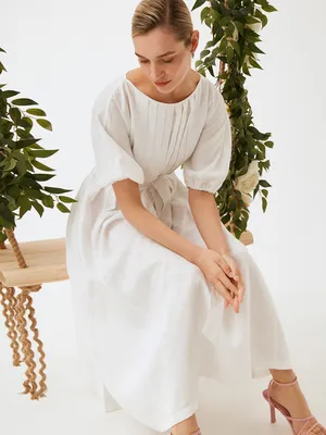 Платье белое льняное ELIS (арт. DR0345 , цвет Белый) - купить за 5 599 ₽ в  интернет-магазине elis.ru