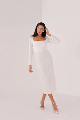 Платье миди в белом цвете Moselle (Арт 530/2) в оптовом интернет-магазине  женской одежды Lipinskaya Brand