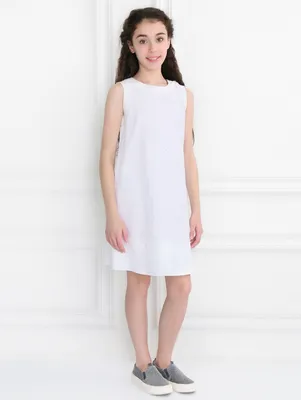 I Pinco Pallino белое платье прямое кроя из хлопкового шитья (103386)  купить со скидкой – распродажа в Боско Аутлет
