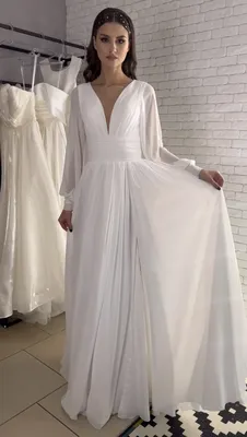 Свадебное платье шифон с V-вырезом - Vero - Cвадебный салон