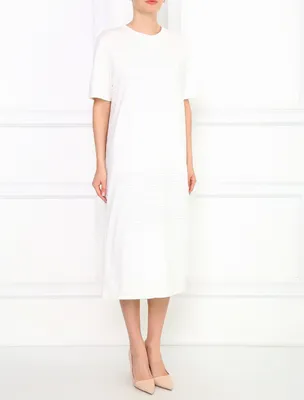 Jil Sander белое платье-миди прямого кроя (143225) купить со скидкой –  распродажа в Боско Аутлет