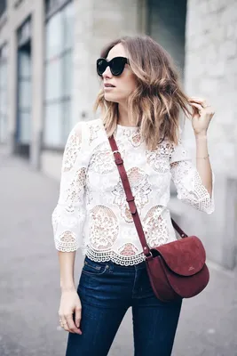 Женская одежда оптом Montella | Шелковая блузка с кружевом