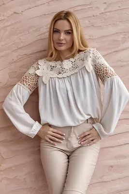 Элегантная белая блузка с вставками кружева - 43480 - цена, фото, описания,  отзывы покупателей | Krasota-ua.com