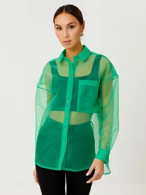 Рубашка из органзы цвет: зеленый, артикул: 1812010521 – купить в  интернет-магазине sela