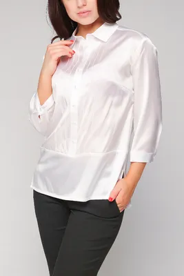 Белая шелковая блузка купить с быстрой доставкой | KHAN Cashmere 104291