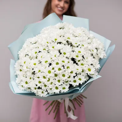 Сборный букет из 13 кустовых белых хризантем - купить в Омске в цветочной  мастерской Лаванда