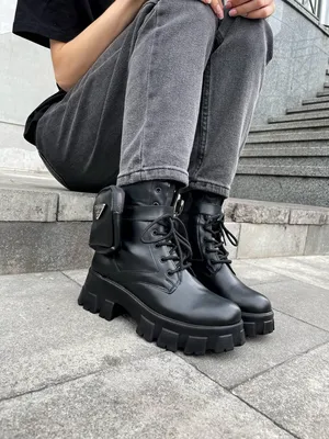 Купить Женские ботинки Prada Boots Black (чёрные) молодёжные демисезонные  сапоги на платформе PR003, цена 2572.57 ₴ — Prom.ua (ID#1722562874)